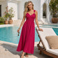 👗☀️ LIMITED-TIME 52% OFF! Women’s Empire-Waist Maxi Dress – Ruched V-Neck, Flowy Ankle-Length Skirt & Stretch Comfort ✨