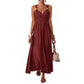 👗☀️ LIMITED-TIME 52% OFF! Women’s Empire-Waist Maxi Dress – Ruched V-Neck, Flowy Ankle-Length Skirt & Stretch Comfort ✨