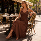 👗☀️ LIMITED-TIME 52% OFF! Women’s Empire-Waist Maxi Dress – Ruched V-Neck, Flowy Ankle-Length Skirt & Stretch Comfort ✨