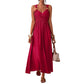 👗☀️ LIMITED-TIME 52% OFF! Women’s Empire-Waist Maxi Dress – Ruched V-Neck, Flowy Ankle-Length Skirt & Stretch Comfort ✨
