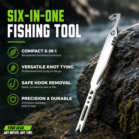 ⏳Buy 2 Get 3 Free！⏰6-in-1 Stainless Steel Fishing Multi Tool Hook Remover and Knot Tyer🎣🐟