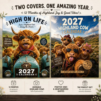 🐮May 2027 bring you booming luck！🔥2027 Funny Highland Cow Wall Calendar | A4 Hanging Calendar