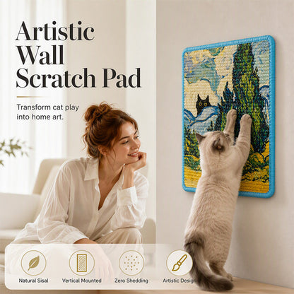 📢50% OFF !! ⏰ 2026 Sale — Over 20200 Sold!💞 Wall Mounted Artistic Sisal Cat Scratcher – Decorative Space-Saving Cat Scratching Board for Indoor Cats 🐱