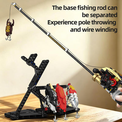 🎁🎣 HOT DEAL! Fishing Rod Building Block Set – Interactive Mechanical Reel, Realistic Details & Creative Gift for Hobby Lovers 🧱