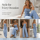 🎉 2026 Sale — Over 38,500 Sold!👖 Women Spaghetti Strap Wide Leg Denim Jumpsuit