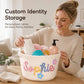 Handwoven Cotton Rope Storage Basket with Colorful Alphabet Accents