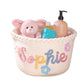 Handwoven Cotton Rope Storage Basket with Colorful Alphabet Accents