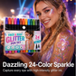 🔥 50% OFF! ✨ 24-Color Face & Body Glitter Marker Set | Dual-Tip Glitter Pens | Easy to Use for Face, Body, Festivals & Parties 🎨