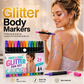🔥 50% OFF! ✨ 24-Color Face & Body Glitter Marker Set | Dual-Tip Glitter Pens | Easy to Use for Face, Body, Festivals & Parties 🎨