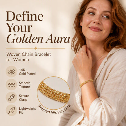 💎Buy 2 Get 1 Free NOW! ✨ 14K Gold-Plated Wide Woven Mesh Bracelet – Luxe design, durable & elegant – Perfect gift for her 🎁