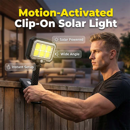 ☀️50% OFF NOW! Clip‑On Solar Motion Sensor Light‑Wide‑Angle Solar‑Powered Security LED Lamp, Instant Setup Outdoor Clip Light for Fence, Patio & Garden