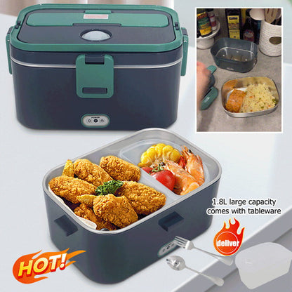 🥳2026 HOT SALE🥳💞50K+ SOLD! 🍱🔥 Portable Electric Lunch Box – heat homemade meals anywhere! 1.8L stainless steel, leakproof, car & home cords. Hot food without microwave queues! 🚗✅