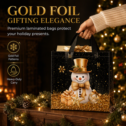 Black Christmas Non Woven Gift Tote Bag Holiday Present Packaging Bag 23x22x11cm