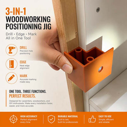 ⏳🔥LIMITED-TIME 50% OFF! ⏰3-In-1 Carpentry Positioning Tool, Dual-Purpose For 20mm And 23mm, Cabinet Door Stopper, Drilling, Marking And Trimming Tool 🛠️