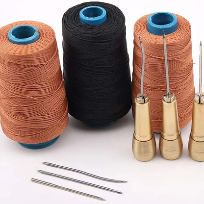 🪡 LIMITED-TIME 50% OFF! ✨ Leather Sewing Awl Kit with Waxed Thread – Interchangeable Needles, 6 Pcs 🧵