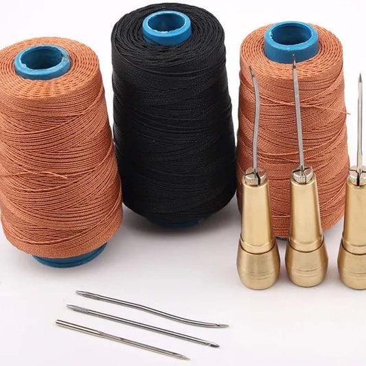 🌈 LIMITED-TIME 50% OFF! ✨ Leather Sewing Awl Kit with Waxed Thread – Interchangeable Needles, 6 Pcs 🧵