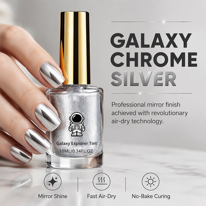 💅 BUY 1 GET 1 FREE! ✨ No-Bake Galaxy Chrome Silver Nail Polish – Air Dry, Mirror Shine, Salon Finish ✨