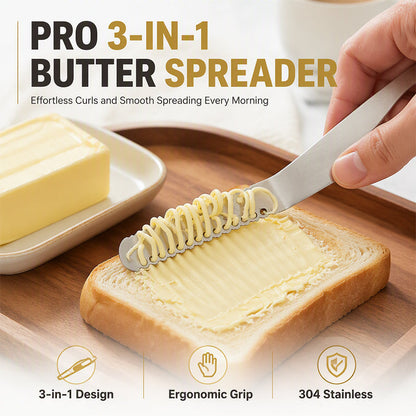 🧈🍞✨Professional 304 Stainless Steel 3-in-1 Butter Knife and Spreader