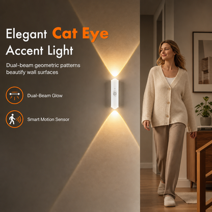 ✨🏡🌙Smart Motion Sensor Wall Light Rechargeable Cat Eye Hill Projection LED Night Light with RGB Color Changing Ambient Lighting