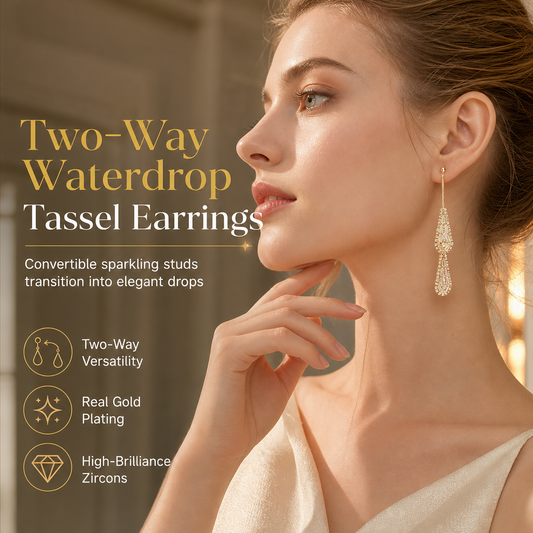 🎁2026 New Arrivals 50% OFF💥Women's Dual-Wear Zircon Water Drop Tassel Earrings – Elegant & Versatile 💎🌸