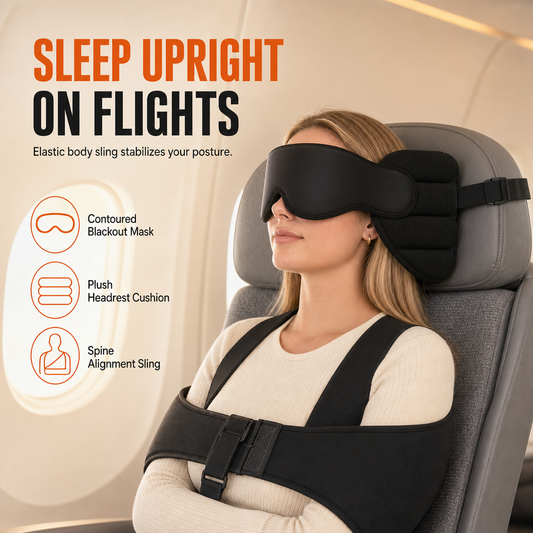 ✈️😴✨Integrated Memory Foam Travel Pillow and 3D Blackout Sleep Eye Mask Set for Travel Neck Support