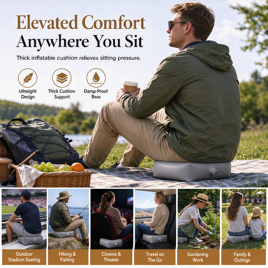 🪑Portable Inflatable Concert Seat Cushion Heightening Moisture Proof Outdoor Pad for Music Festivals🏕️☁️✨
