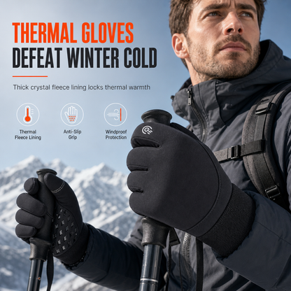 🧤50% OFF NOW! Winter Thermal Gloves – Windproof Fleece Lined, Touchscreen Compatible, Anti-Slip Warm Gloves for Skiing Hiking Cycling