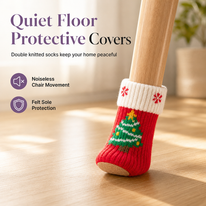🎁2026 New Arrivals 50% OFF💥Christmas Knitted Chair Leg Covers with Felt Pads Non Slip Thickened Table Feet Socks Floor Protectors 4-Piece Set
