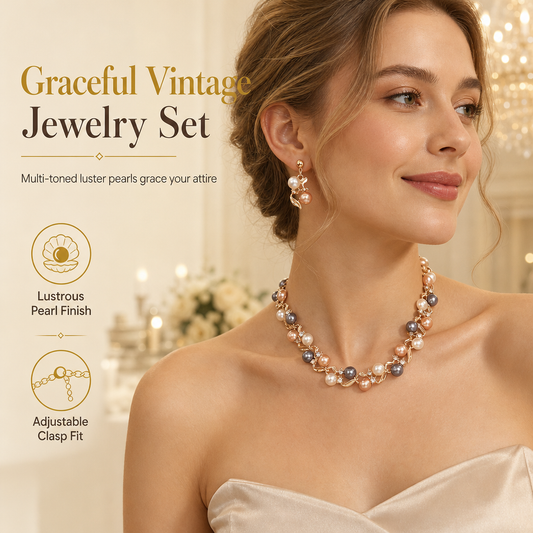 📢📢 50% OFF🌸Vintage Floral Jewelry Set – 2-Piece Leaf & Flower Bridal Accessories for Women