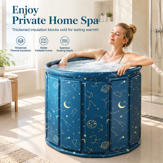 🛁Portable Folding Bathtub for Adults Large Thickened Insulated Soaking Tub with Cushion and Drain Pipe