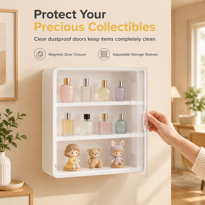 🧸✨💖Wall Mounted Clear Action Figure Display Case and Storage Organizer with Two Shelves