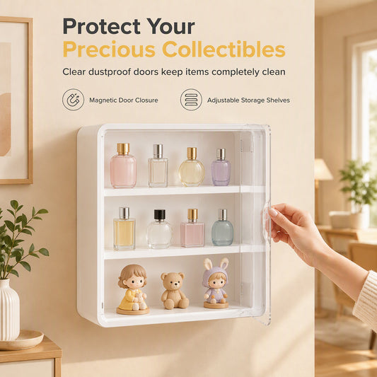 🧸✨💖Wall Mounted Clear Action Figure Display Case and Storage Organizer with Two Shelves
