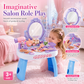 👑🎀💖Kids Pretend Play Makeup Vanity Table Toy Set with Princess Accessories