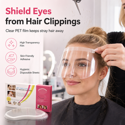 50 Pieces Disposable Transparent Haircut Face Shields Adhesive Eye and Face Protector Visor for Bangs Trimming and Hair Dyeing